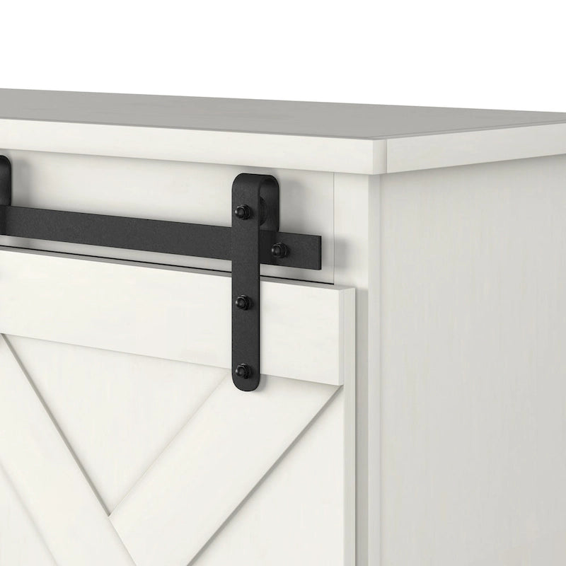Mueble de TV rústico de madera maciza de 66 pulgadas con puertas corredizas de granero
