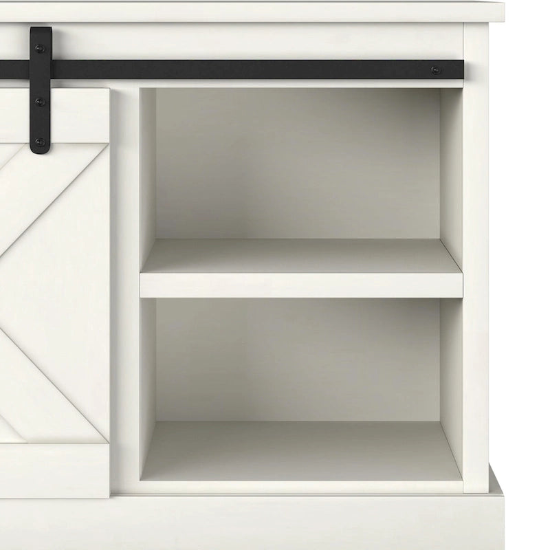 Mueble de TV rústico de madera maciza de 66 pulgadas con puertas corredizas de granero