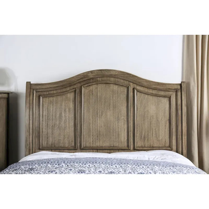 Cama con plataforma de madera maciza con almacenaje y cabecero arqueado