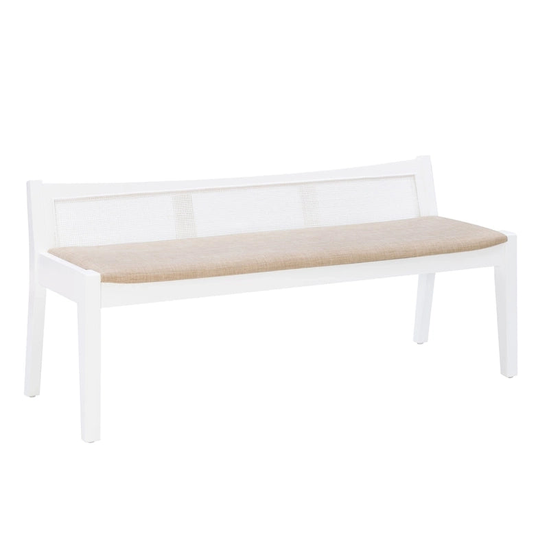 Banco de caña de madera maciza con asiento acolchado