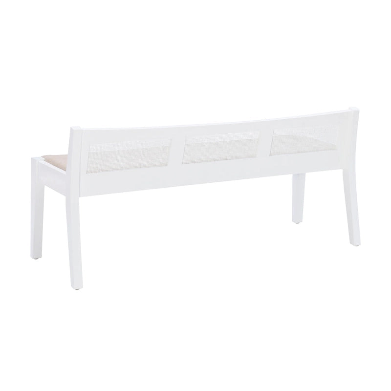 Banco de caña de madera maciza con asiento acolchado