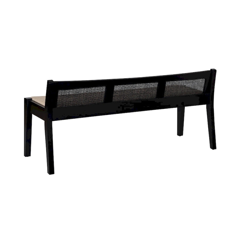 Banco de caña de madera maciza con asiento acolchado