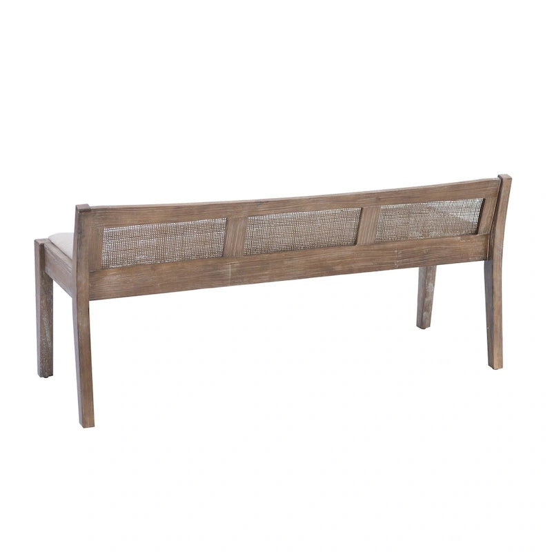 Banco de caña de madera maciza con asiento acolchado