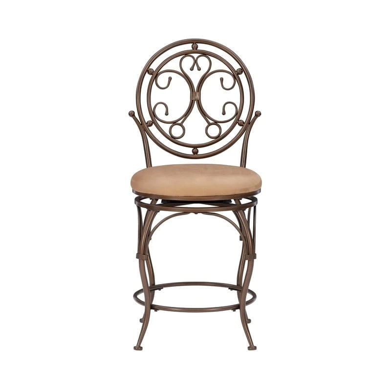Taburete de mostrador giratorio con respaldo desplazado y asiento tapizado