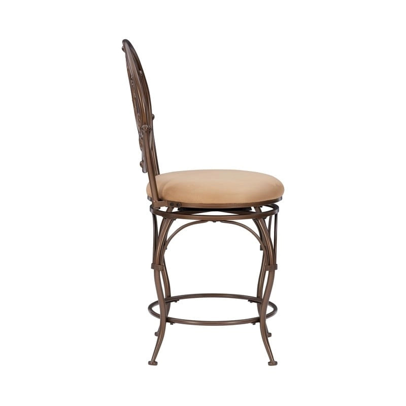 Taburete de mostrador giratorio con respaldo desplazado y asiento tapizado