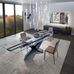 Mesa de comedor extensible con tapa de cristal, 180-270 cm