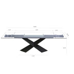 Mesa de comedor extensible con tapa de cristal, 180-270 cm