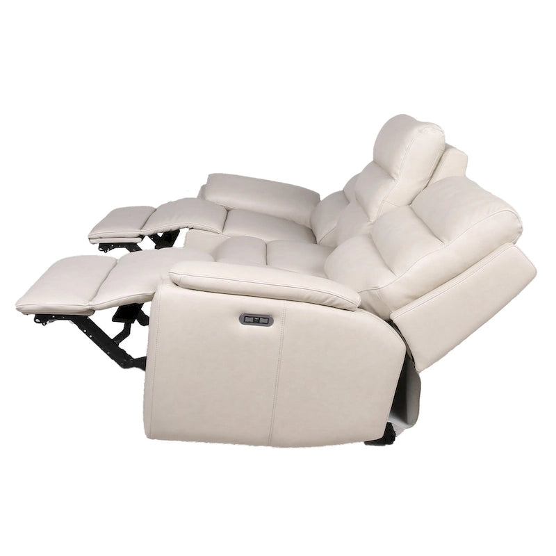 Sofá reclinable eléctrico de cuero plena flor color marfil