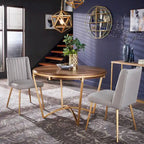 Silla de Comedor de Tela con Acabado Dorado (Juego de 2)