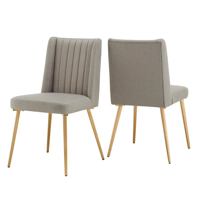 Silla de Comedor de Tela con Acabado Dorado (Juego de 2)