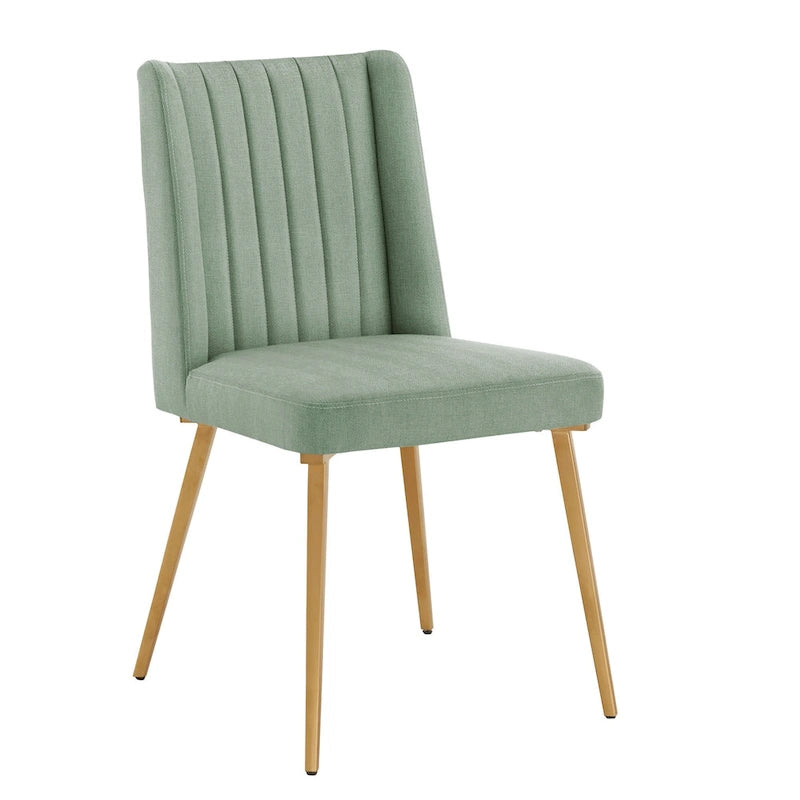 Silla de Comedor de Tela con Acabado Dorado (Juego de 2)
