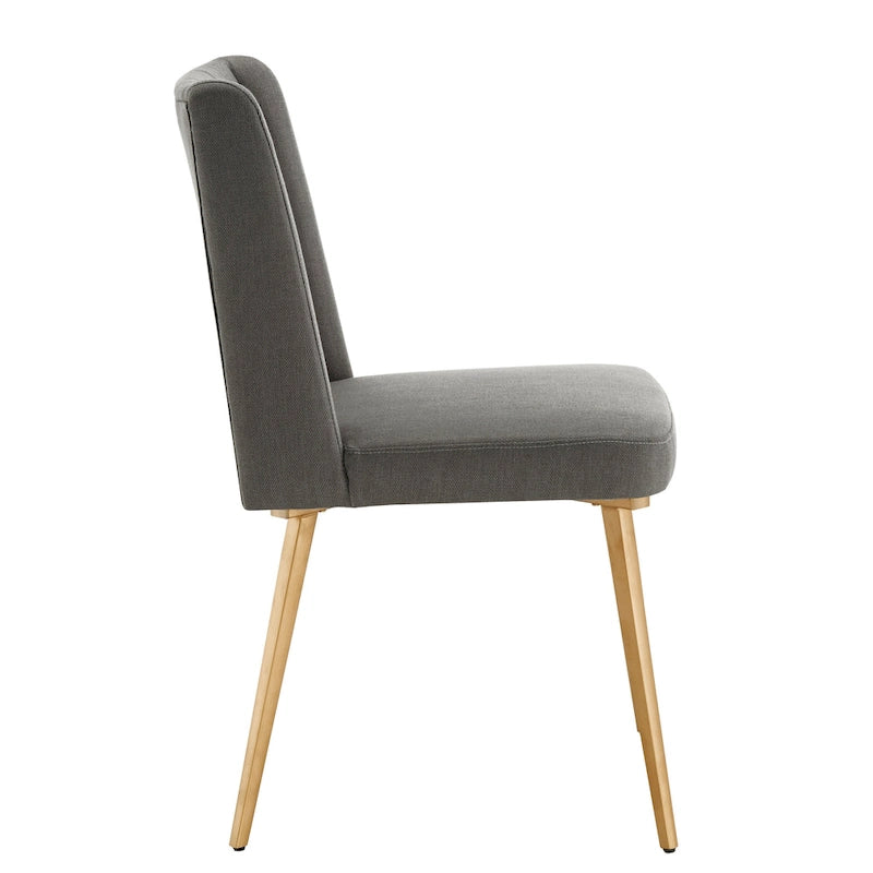 Silla de Comedor de Tela con Acabado Dorado (Juego de 2)