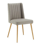 Silla de Comedor de Tela con Acabado Dorado (Juego de 2)