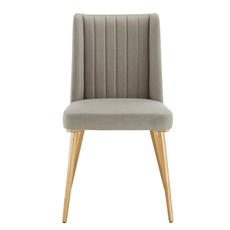 Silla de Comedor de Tela con Acabado Dorado (Juego de 2)