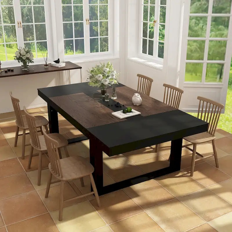 Mesa de conferencia grande de 220 x 120 cm con patas metálicas