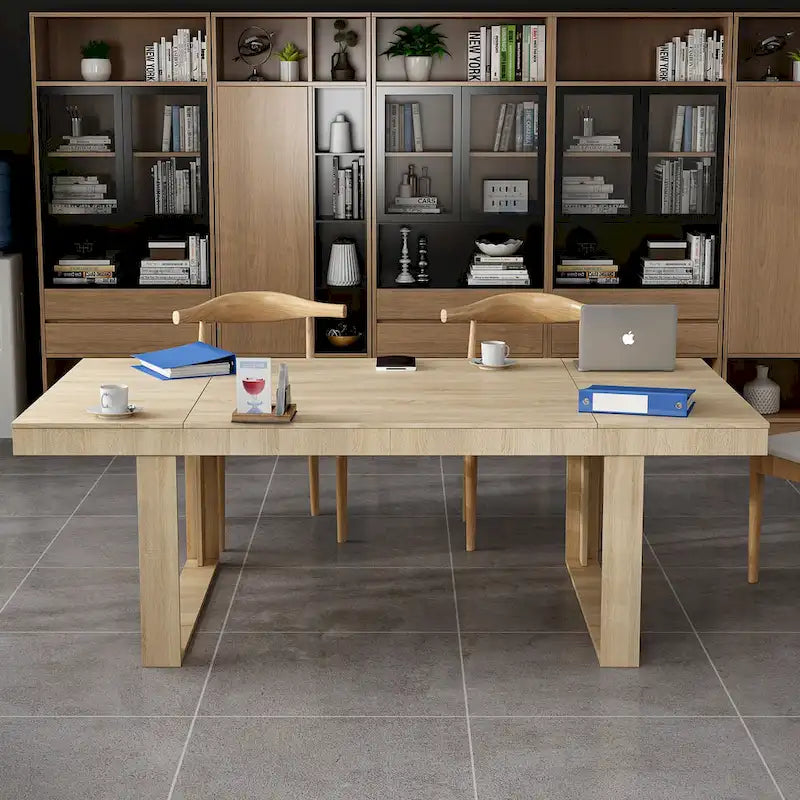 Mesa de conferencia grande de 220 x 120 cm con patas metálicas