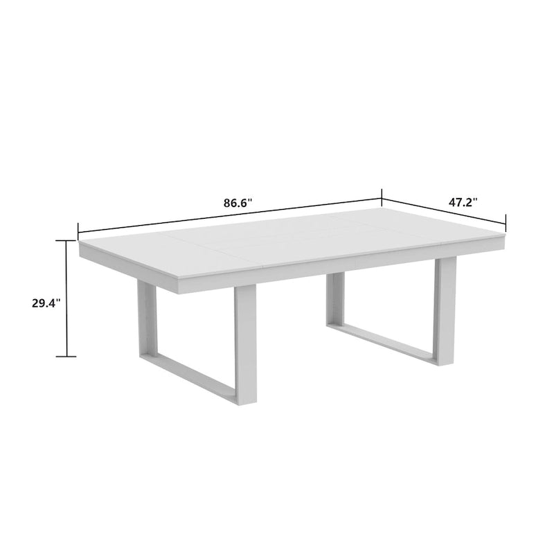 Mesa de conferencia grande de 220 x 120 cm con patas metálicas