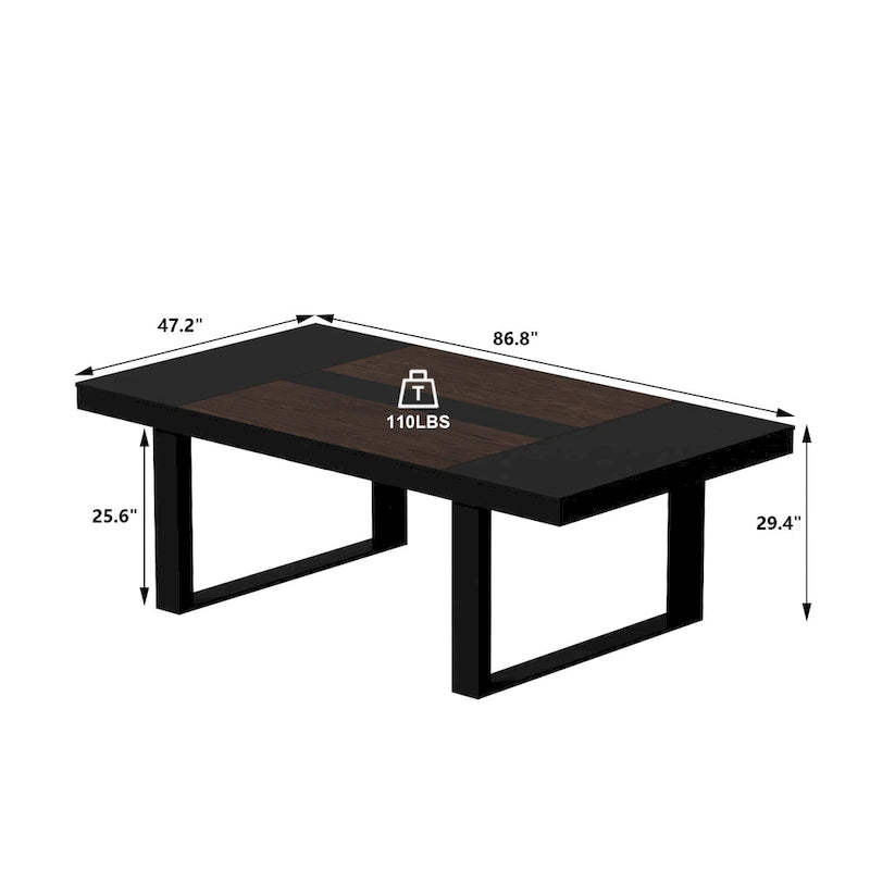 Mesa de conferencia grande de 220 x 120 cm con patas metálicas