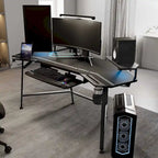 Escritorio de estudio y juego en forma de ala de 72" con bandeja para teclado