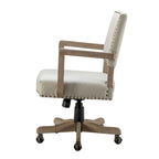 Silla de trabajo giratoria de altura ajustable con respaldo medio y ribete de tachuelas