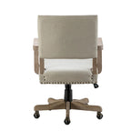 Silla de trabajo giratoria de altura ajustable con respaldo medio y ribete de tachuelas