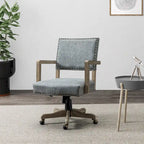 Silla de trabajo giratoria de altura ajustable con respaldo medio y ribete de tachuelas