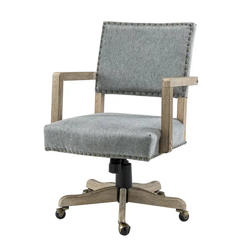 Silla de trabajo giratoria de altura ajustable con respaldo medio y ribete de tachuelas