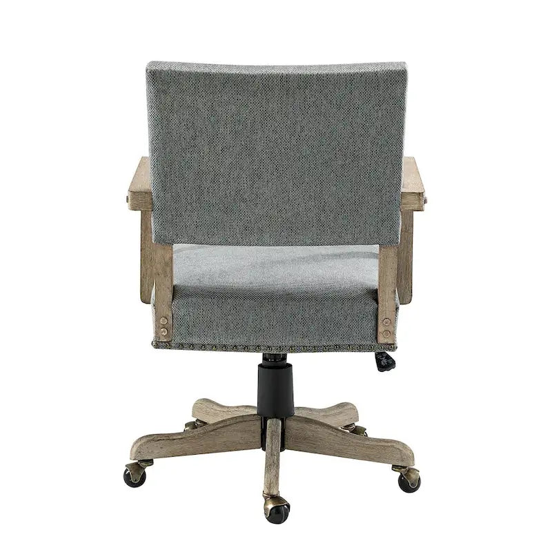 Silla de trabajo giratoria de altura ajustable con respaldo medio y ribete de tachuelas