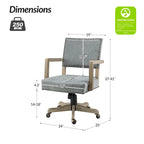 Silla de trabajo giratoria de altura ajustable con respaldo medio y ribete de tachuelas