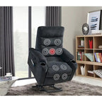 Sillón Reclinable Eléctrico con Elevador, Masaje y Calor – 3 Posiciones, Bolsillos Laterales, Portavasos, Carga USB