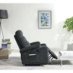 Sillón Reclinable Eléctrico con Elevador, Masaje y Calor – 3 Posiciones, Bolsillos Laterales, Portavasos, Carga USB