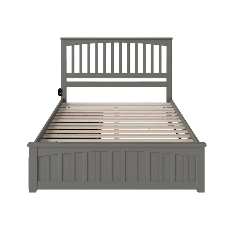 Cama Queen con Plataforma, Cabecero y 2 Cajones de Almacenamiento en Gris