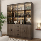 Armario modular de aleación de aluminio con vetas de madera e iluminación LED