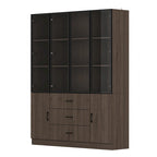 Armario modular de aleación de aluminio con vetas de madera e iluminación LED