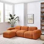 Sofá seccional modular en forma de L con chaise longue, 3 plazas