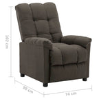 Sillón reclinable de tela - Gris topo, 29.1 x 38.9 x 40.1 pulg.