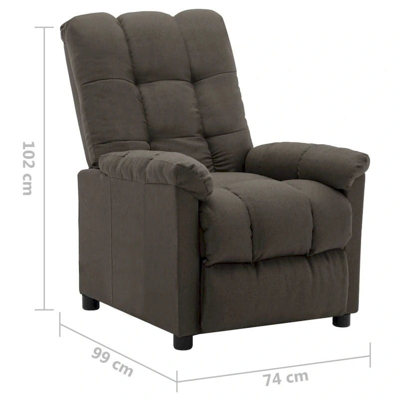 Sillón reclinable de tela - Gris topo, 29.1 x 38.9 x 40.1 pulg.