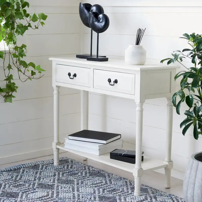SAFAVIEH Justina 2-Drawer Console Table - 35.5 W x 13 L x 29.5 H - 36Wx13Dx30H