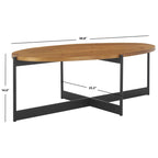 Mesa de centro ovalada con tablero de madera de abeto y base de metal - 48.8"An. x 25.2"Prof. x 16"Al.