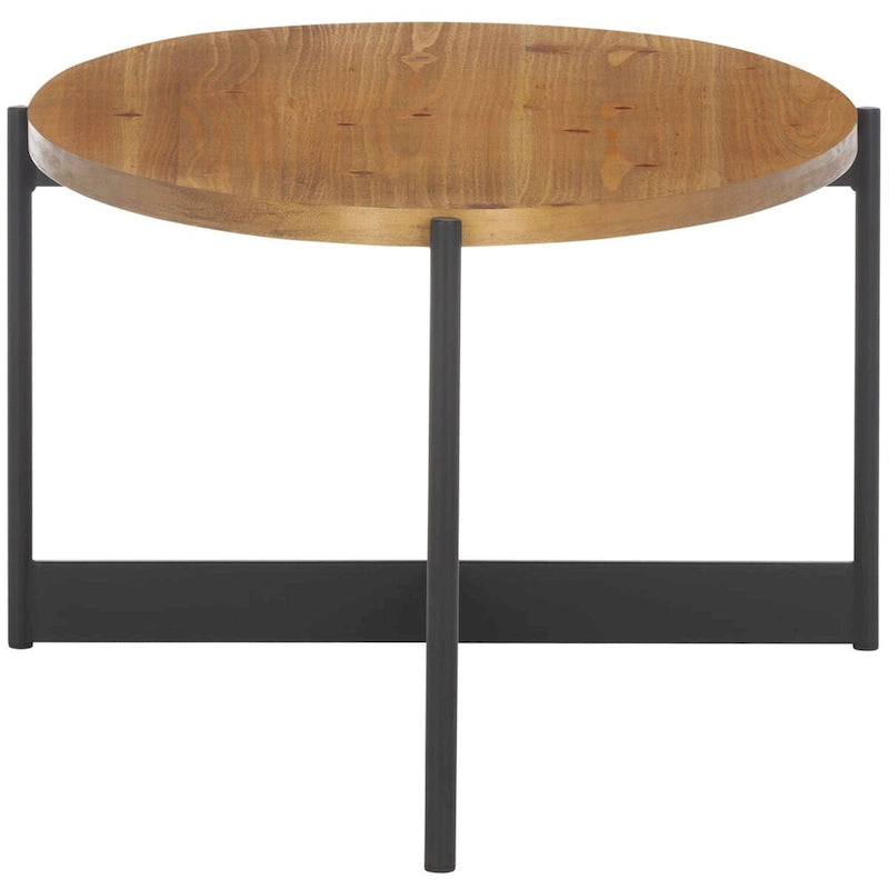 Mesa de centro ovalada con tablero de madera de abeto y base de metal - 48.8"An. x 25.2"Prof. x 16"Al.