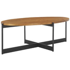 Mesa de centro ovalada con tablero de madera de abeto y base de metal - 48.8"An. x 25.2"Prof. x 16"Al.
