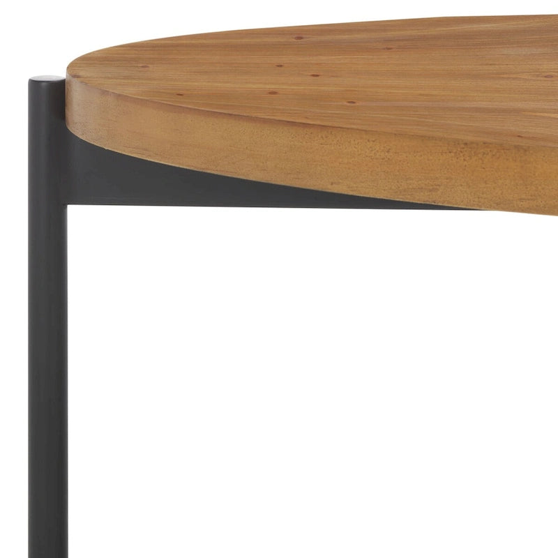 Mesa de centro ovalada con tablero de madera de abeto y base de metal - 48.8"An. x 25.2"Prof. x 16"Al.