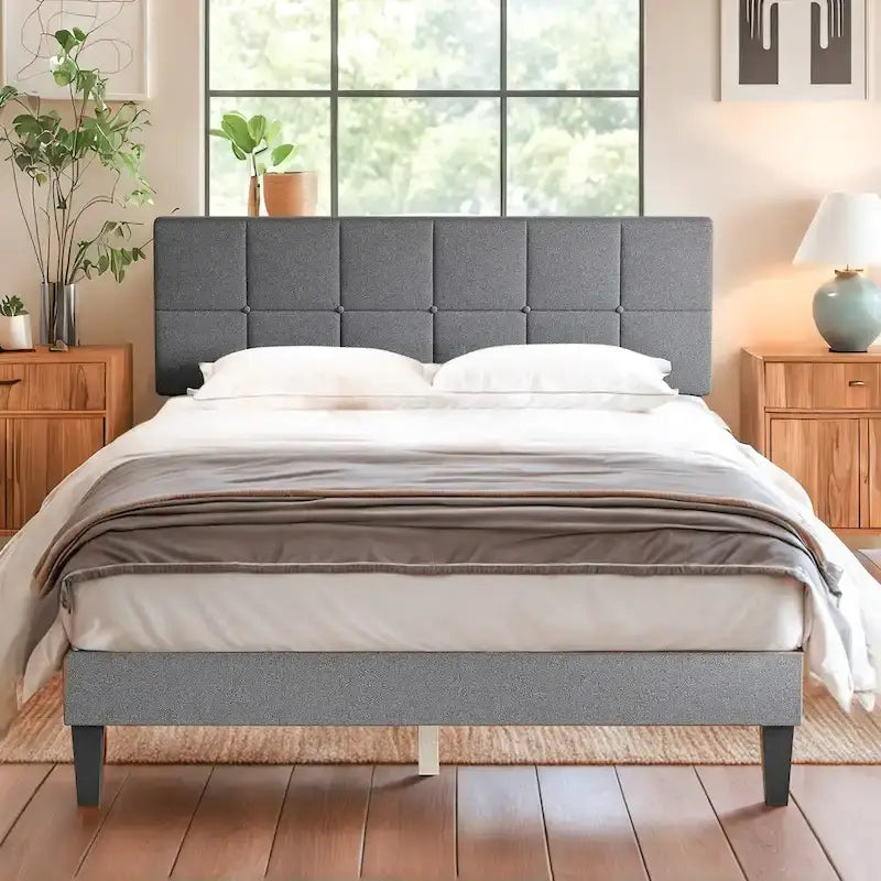 Base de cama tapizada con cabecero – Individual/Matrimonial/Queen