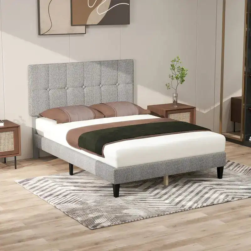 Base de cama tapizada con cabecero – Individual/Matrimonial/Queen