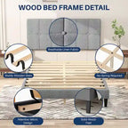 Base de cama tapizada con cabecero – Individual/Matrimonial/Queen