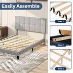 Base de cama tapizada con cabecero – Individual/Matrimonial/Queen