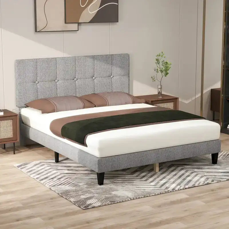 Base de cama tapizada con cabecero – Individual/Matrimonial/Queen