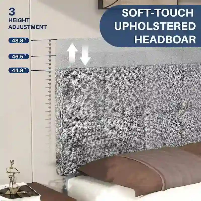 Base de cama tapizada con cabecero – Individual/Matrimonial/Queen