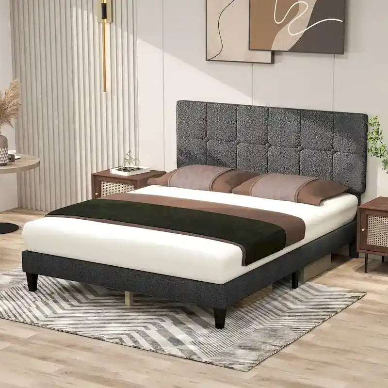 Base de cama tapizada con cabecero – Individual/Matrimonial/Queen