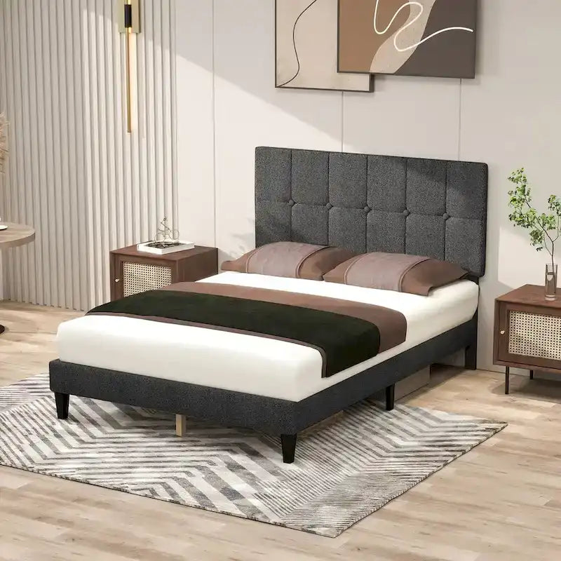 Base de cama tapizada con cabecero – Individual/Matrimonial/Queen